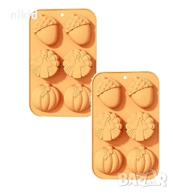 Тиква Жълъд Ден на благодарността дълбок силиконов молд форма фондан шоколад гипс калъп, снимка 4 - Форми - 47670836