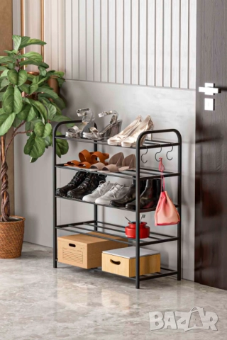 Етажерка за обувки с 5 рафта/Метален рафт за обувки/Поставка за обувки, снимка 4 - Шкафове - 52155434