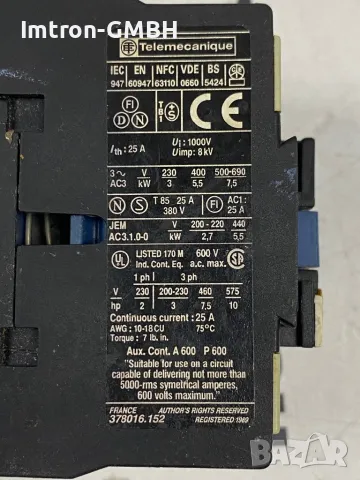 Контактор LC1-D1210-220VAC, снимка 4 - Други машини и части - 48586607