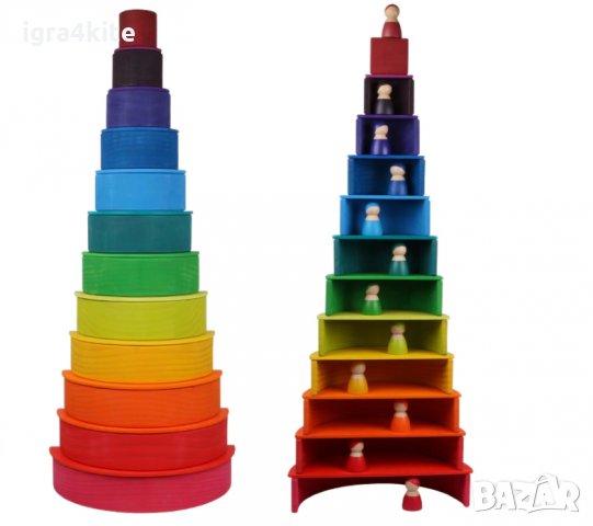 ПРОМО! Голям Дървен сет GRIMM'S + ДОПЪЛНЕНИЕ СРЕДНО ГОЛЯМА ДЪГА С ТОПКИ, снимка 6 - Образователни игри - 30584767