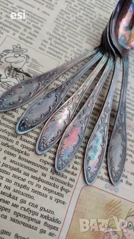 Масивни посребрени чаени лъжици МНЦ
Руски от едно време 
, снимка 5 - Други ценни предмети - 49900989