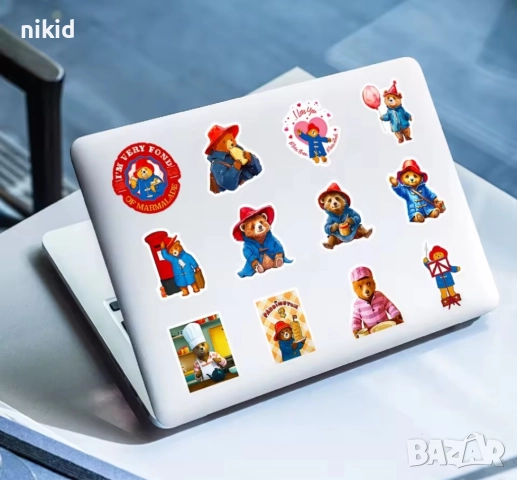 50 бр мече Мечето Падингтън самозалепващи лепенки стикери украса декор картонена торта, снимка 4 - Други - 52082486