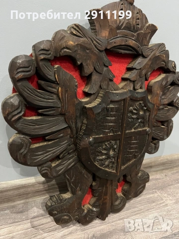 Декоративно пано, дърворезба на герб, снимка 4 - Други - 54269854