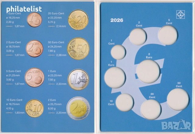 Leuchtturm - албум за евро сет от 1 цент до 2 евро – България 2026, снимка 2 - Нумизматика и бонистика - 53890948