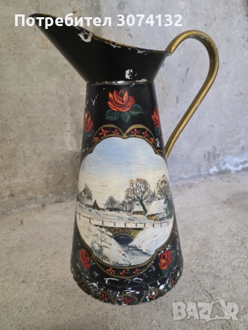 Ръчно рисувана ретро кана за вода, снимка 4 - Антикварни и старинни предмети - 54229724