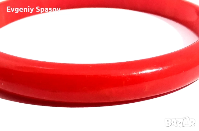 Ретро Гривна Фатуран Истински Бакелит от 1950те Червен Черешов цвят шарка при осветяване, снимка 12 - Гривни - 51949533