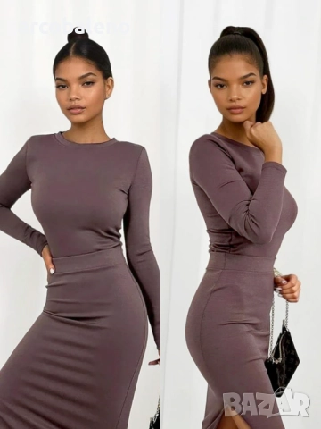 Дамски комплект Paola: миди пола и блуза с дълги ръкави, 6цвята , снимка 7 - Комплекти - 52279179