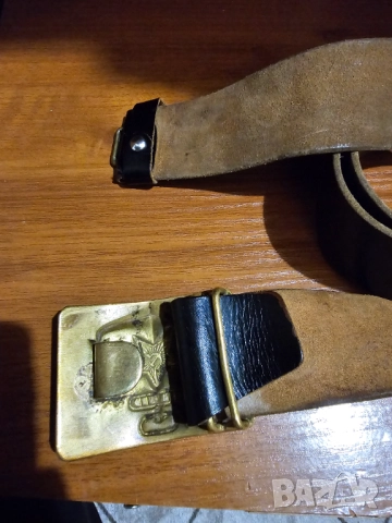 Стар морски моряшки колан с котва  от 50те - красота от бронз и дебела телешка кожа за ценители . , снимка 4 - Антикварни и старинни предмети - 51641547