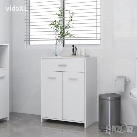 vidaXL Шкаф за баня, бял, 60x33x80 см, инженерно дърво, снимка 2 - Шкафове - 56147844