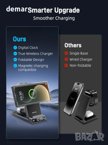 Магнитно безжично зарядно за Samsung, 3 в 1 Mag Safe, снимка 4 - Безжични зарядни - 51690351