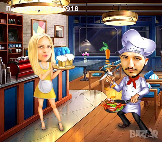 Колаж в стил карикатура, перфектен подарък, карикатури по ваша снимка, портрет,шарж,стилни подаръци , снимка 3 - Картини - 35169420