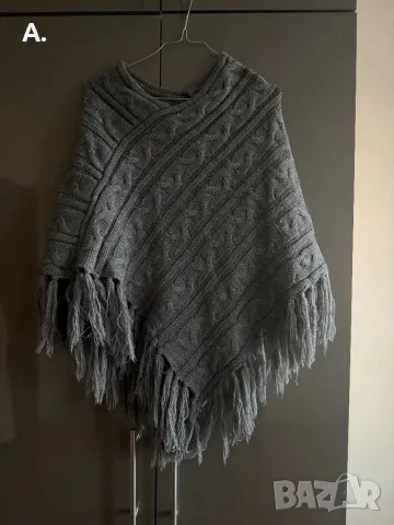 Графитеносиво пончо , снимка 3 - Палта, манта - 49361763