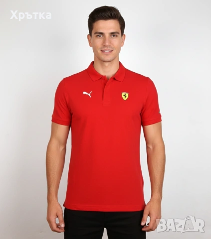 Puma x Ferrari - Оригинална мъжка тениска с яка размер S