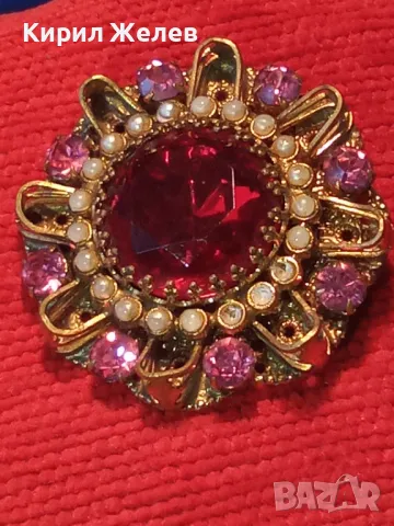 СТАРИННА СКЪПОЦЕННА ФЛОРАЛНА БРОНЗОВА БРОШКА - ЦВЕТЕ с ГОЛЯМ ШЛИФОВАН ГРАНАТ и АМЕТИСТИ 47965, снимка 10 - Антикварни и старинни предмети - 48160679
