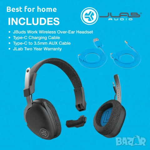 JLab Слушалки с микрофон  60+ часа време за възпроизвеждане, Bluetooth, снимка 5 - Bluetooth слушалки - 50723150