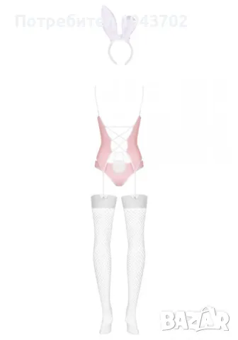 Секси костюм на зайче Bunny pink Obsessive, снимка 4 - Бельо - 47576236