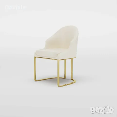 Модерен луксозен бежов стол за хранене (комплект от 6), снимка 12 - Столове - 48396767