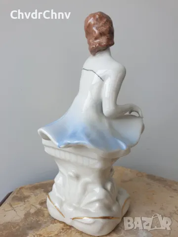Стара българска порцеланова фигура на жена-балерина/статуетка 23см, снимка 3 - Статуетки - 49182689
