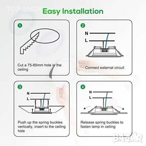 Нови 6 броя 5W LED светлини лампи за вграждане Бели /Баня Дневна Стая, снимка 3 - Лед осветление - 49956892