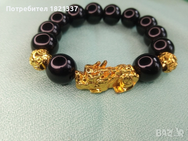 Гривна от мъниста обсидиан, снимка 6 - Гривни - 52349775