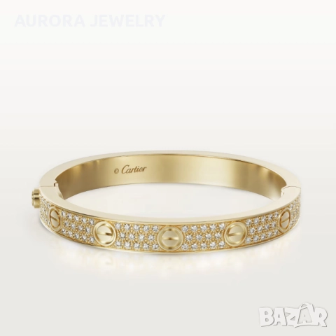 CARTIER Love Paved Gold Classic Diamonds Гривна с Отверка, снимка 8 - Гривни - 52821284