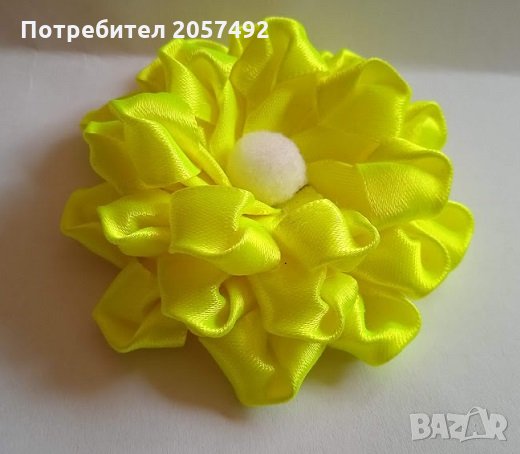 Сатенени цветя с помпони, снимка 2 - Изкуствени цветя - 30208847