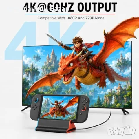 Нов адаптер Докинг станция за Switch 2, 4K HDMI, 60W USB-C, 3x USB 3.0 игри геймъри, снимка 2 - Аксесоари - 55848471