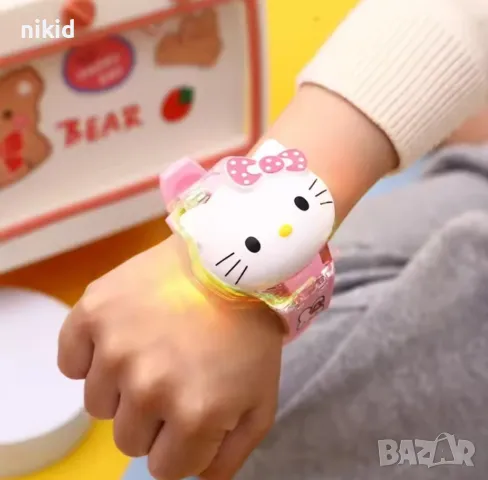 Хелоу Коте Кити Hello Kitty глава детски часовник музикален светещ прожектор прожектиращ дигитален, снимка 3 - Детски - 49920297