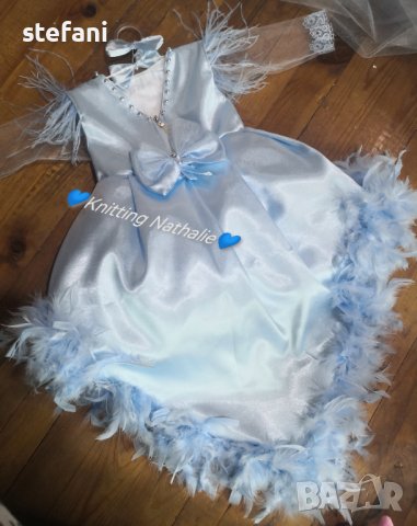 Намалена Цена!!! Ледено синя рокличка с два вида пера, снимка 3 - Детски рокли и поли - 42641199