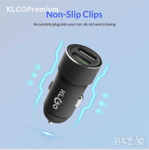 KLGO Алуминиево Зарядно За телефон USB Fast Charge за кола запалка, снимка 3 - Зарядни за кола - 34509531