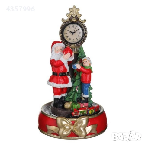 Коледен декоративен часовник с дете, Дядо Коледа и влакче