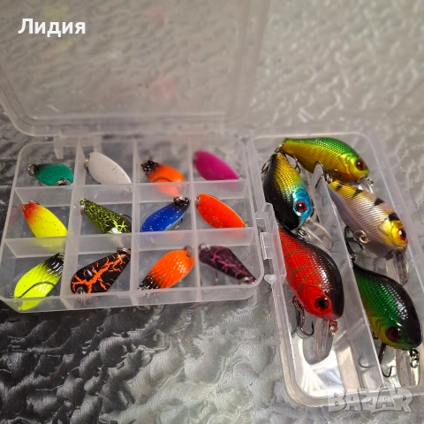 Комплект риболовни примамки-воблери и блесни +кутии , снимка 4 - Такъми - 53153426