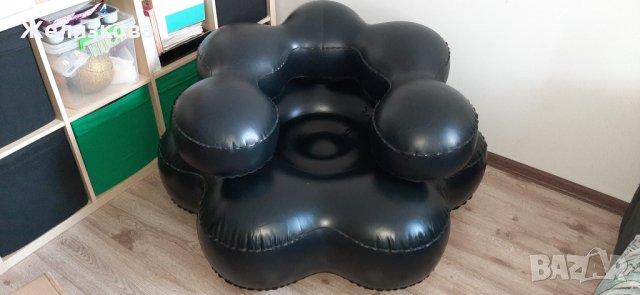 Черен надуваем фотьойл черно надуваемо кресло, снимка 1 - Дивани и мека мебел - 35512493