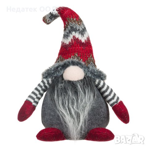 Коледна фигура, Гном с жакардова шапка, 26 см, снимка 2 - Декорация за дома - 42652349