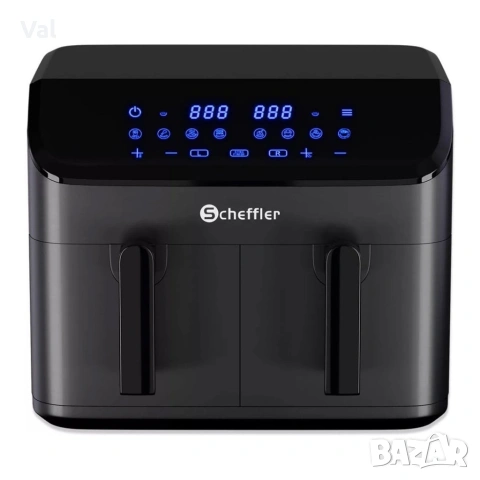 Фритюрник с горещ въздух XXL 9L, 2 камери, 8 програми, Двойно готвене & Синхронизиран финал, снимка 5 - Фритюрници - 53905019