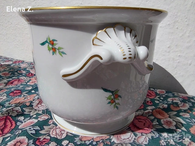 Голяма кашпа Herend - ръчно рисувана, снимка 4 - Декорация за дома - 52200588