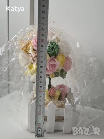 Подарък ръчно изработена декорация дръвче с цветя, снимка 4 - Декорация за дома - 52351264