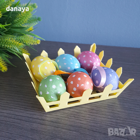 2824 Шарени великденски яйца в панерче, снимка 3 - Декорация за дома - 36459856