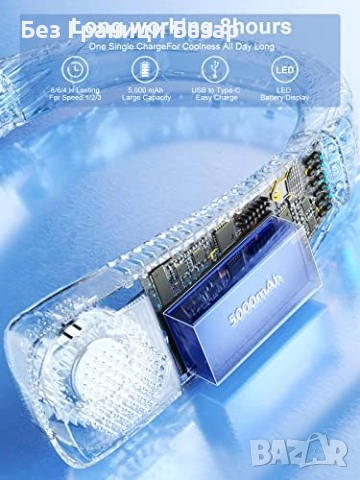 Нов Преносим сгъваем вентилатор за врата 5000mAh с LED дисплей за спорт пътуване, снимка 3 - Други спортове - 51632464