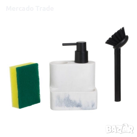 Диспенсър с гъба и четка Mercado Trade, За кухня, Бял, снимка 2 - Сушилници - 52121636
