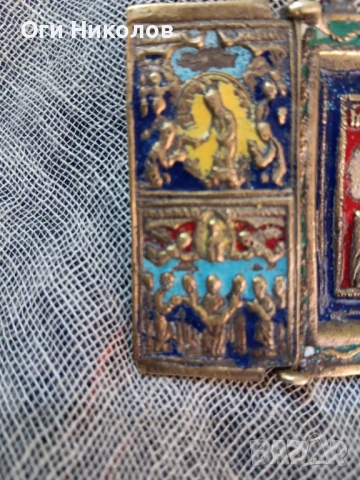 Старинна  руска царска  икона-триптих от XIX  век, снимка 3 - Антикварни и старинни предмети - 50998481