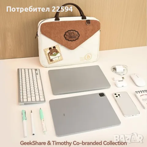 Чанта за лаптоп за през рамо водоустойчива с отделение за таблет – 14-инчов, снимка 4 - Чанти - 55740826