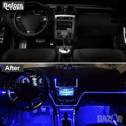 Интериорна лед лента за кола амбиентно осветление, снимка 2 - Аксесоари и консумативи - 51616449