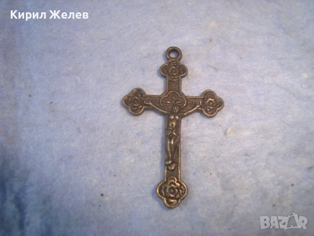 СТАРО МЕСИНГОВО РЕЛЕФНО НАГРЪДНО РАЗПЯТИЕ КРЪСТЧЕ 27491, снимка 5 - Колиета, медальони, синджири - 36902676