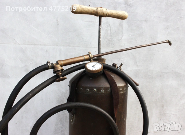  Винтидж, стара градинска пръскачка – индустриален steampunk декор, метал, снимка 4 - Други - 53948472