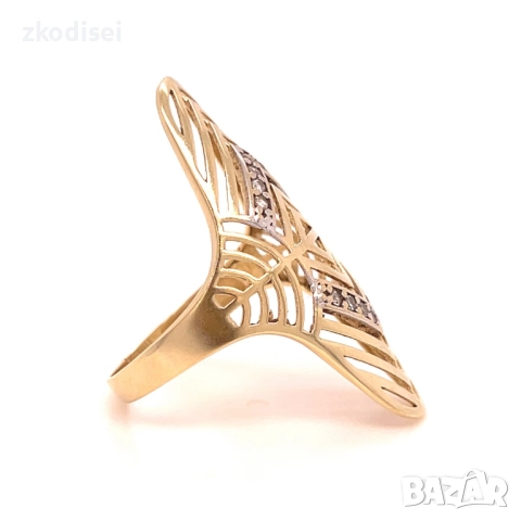 Златен дамски пръстен 2,90гр. размер:56 14кр. проба:585 модел:35622-1, снимка 3 - Пръстени - 52629301