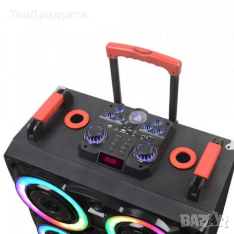 Безжична светеща караоке тонколона 4x8 инча NDR-8888, снимка 4 - Тонколони - 52964526