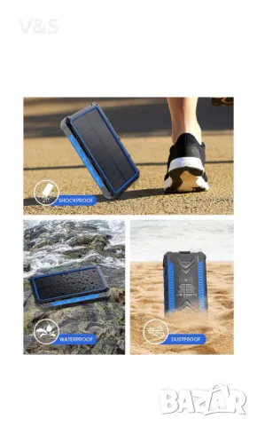 Външна батерия 36000 mAh, соларен Powerbank с Qi безжично зареждане, USB и USB C изход, със соларен , снимка 10 - Външни батерии - 47818728