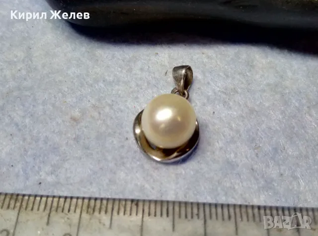 НЕЖЕН ПЕРЛЕН СРЕБЪРЕН МЕДАЛЬОН РОДИРАНО СРЕБРО 925 с БЯЛА НАТУРАЛНА ПЕРЛА 17628, снимка 7 - Колиета, медальони, синджири - 49551447