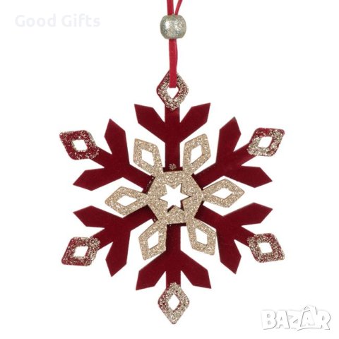 3 броя Дървени коледни висулки за елха, Дървена снежинка, 10см, снимка 2 - Декорация за дома - 42700740